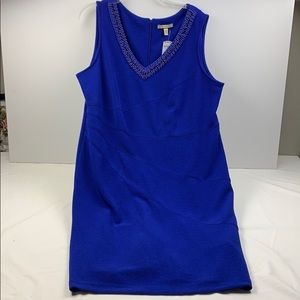 Maya Brooke Blue sheath dress beaded collar